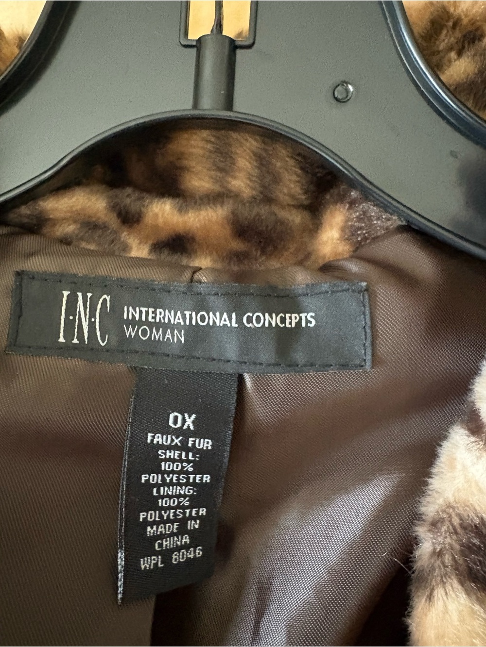 INC International Concepts Leopard Print Faux Fur Jacket - Brown - Picture 3 of 3